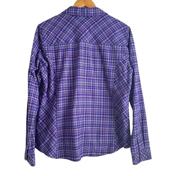 Cabela's Women's Purple and White Checkered Heavier Weight Flannel Shirt - Picture 4 of 5
